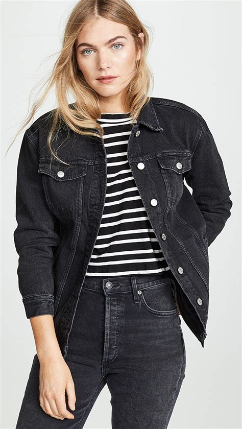 oversized black denim jacket outfit